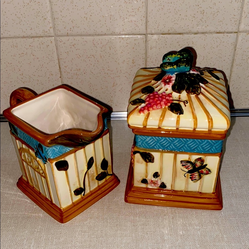 Cracker‎ Barrel Susan Winget Nature Walk Creamer Pitcher & Sugar Bowl Set